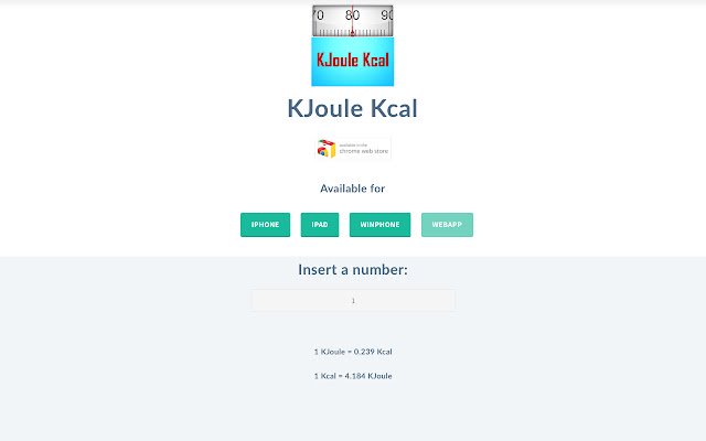 KJoule Kcal  from Chrome web store to be run with OffiDocs Chromium online