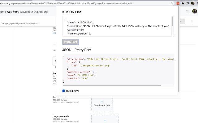 K JSON Lint  from Chrome web store to be run with OffiDocs Chromium online