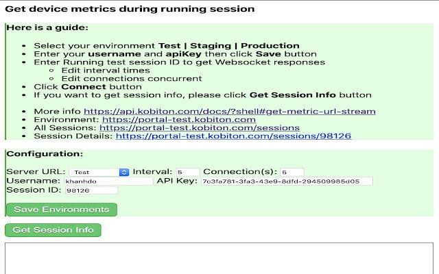 Kobiton Get metrics devices  from Chrome web store to be run with OffiDocs Chromium online