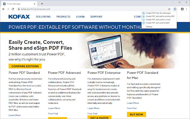 Kofax PDF Create ze sklepu internetowego Chrome do uruchomienia z OffiDocs Chromium online