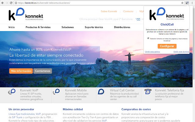 Konnekt Click2Call de la boutique en ligne Chrome doit être exécuté avec OffiDocs Chromium en ligne