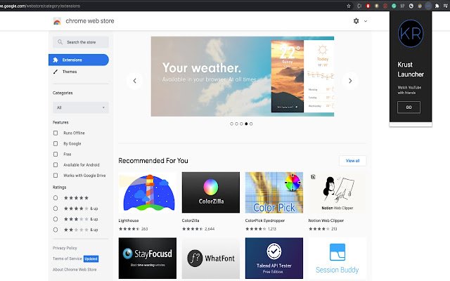 Krust  from Chrome web store to be run with OffiDocs Chromium online