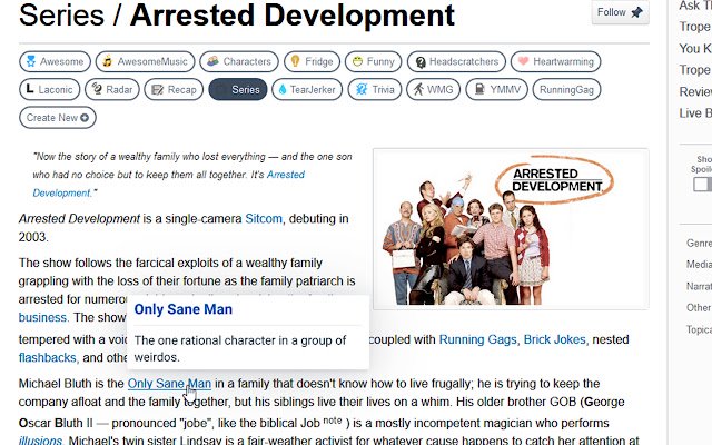 Laconic Hover for TV Tropes  from Chrome web store to be run with OffiDocs Chromium online