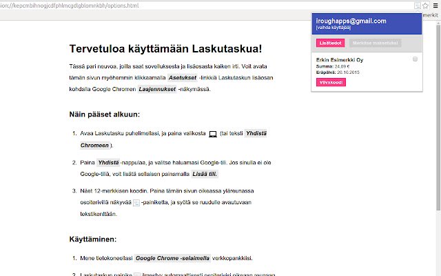 Laskutasku  from Chrome web store to be run with OffiDocs Chromium online