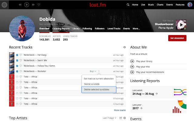 Last.FM Unscrobbler ຈາກ Chrome web store ທີ່ຈະດໍາເນີນການກັບ OffiDocs Chromium ອອນໄລນ໌