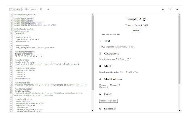 LaTeX Editor  from Chrome web store to be run with OffiDocs Chromium online