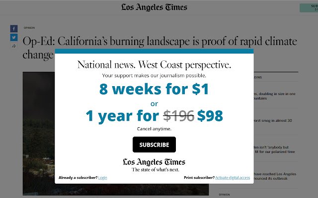 LA Times Plus  from Chrome web store to be run with OffiDocs Chromium online