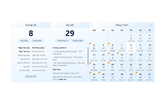 Lịch âm Lịch Vạn Niên Việt Nam  from Chrome web store to be run with OffiDocs Chromium online