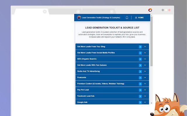 Lead Generation Toolkit (Strategy  Examples)  from Chrome web store to be run with OffiDocs Chromium online