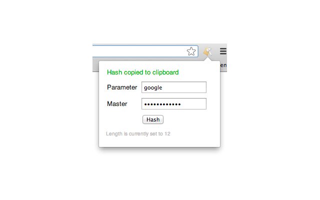 Lean Password Hasher  from Chrome web store to be run with OffiDocs Chromium online