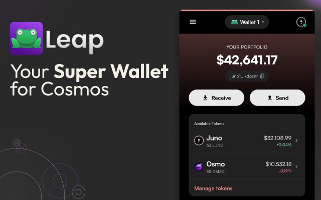 Leap Cosmos Wallet từ cửa hàng Chrome trực tuyến sẽ được chạy với OffiDocs Chromium trực tuyến