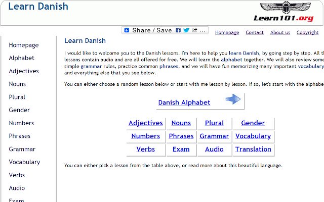 Learn Danish  from Chrome web store to be run with OffiDocs Chromium online