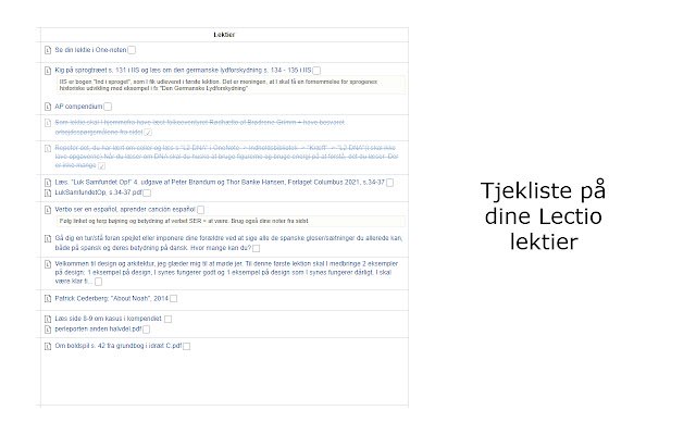Lectio Checklist  from Chrome web store to be run with OffiDocs Chromium online