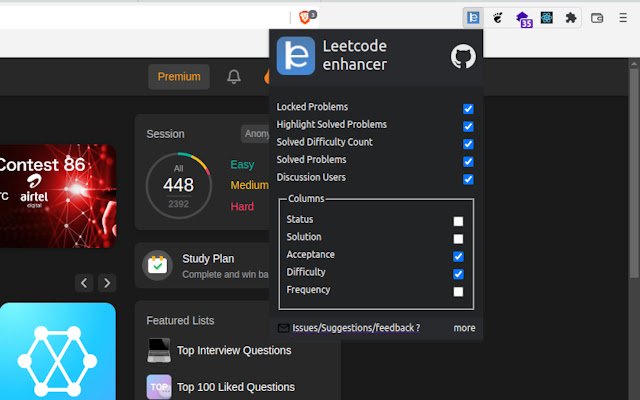 Leetcode Enhancer  from Chrome web store to be run with OffiDocs Chromium online