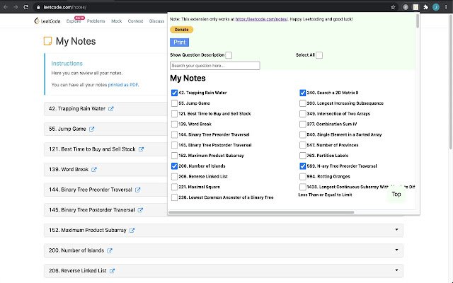 LeetCode Notebook Customized Print  from Chrome web store to be run with OffiDocs Chromium online