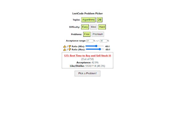 Leetcode Problem Picker  from Chrome web store to be run with OffiDocs Chromium online