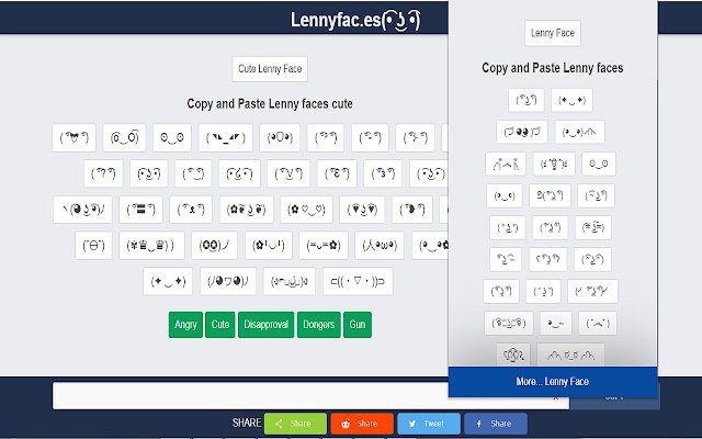 Chrome web mağazasından Lenny Faces, çevrimiçi OffiDocs Chromium ile çalıştırılacak