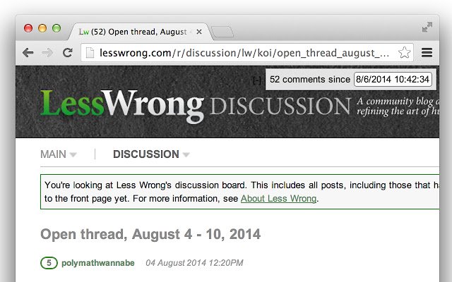 Less Wrong Comment Highlight  from Chrome web store to be run with OffiDocs Chromium online