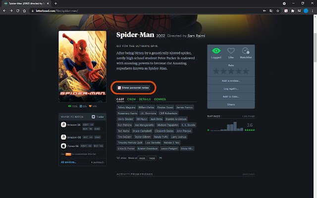 Letterboxd Personal Notes จาก Chrome เว็บสโตร์ที่จะเรียกใช้ด้วย OffiDocs Chromium ทางออนไลน์