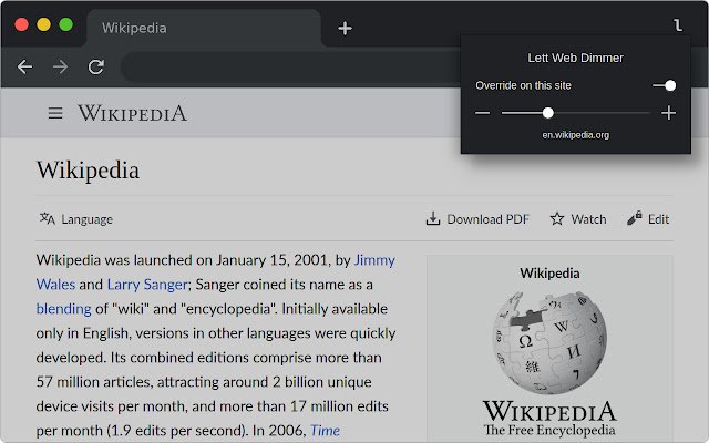 Lett Web Dimmer  from Chrome web store to be run with OffiDocs Chromium online