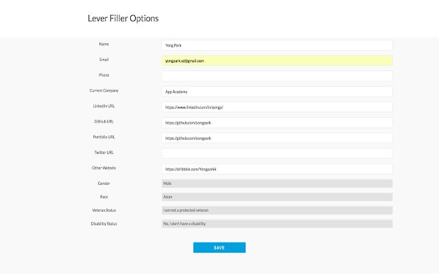 Lever App Filler Plugin  from Chrome web store to be run with OffiDocs Chromium online