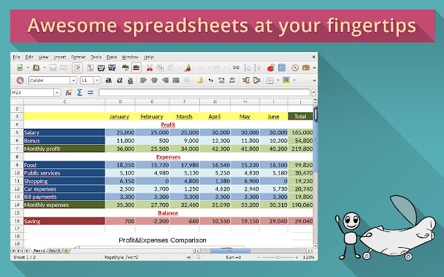 LibreOffice Calc na rollApp ze sklepu internetowego Chrome do uruchomienia z OffiDocs Chromium online