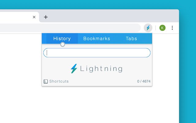 Lightning (Istoric, marcaje și căutare în filă) din magazinul web Chrome va fi rulat cu OffiDocs Chromium online