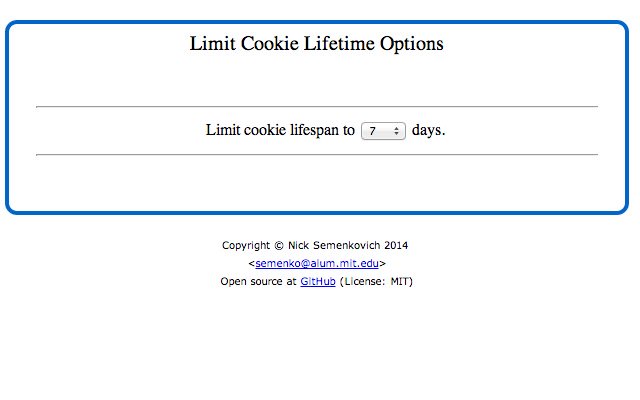 Limit Cookie Lifetime  from Chrome web store to be run with OffiDocs Chromium online