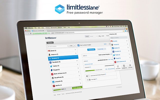 Limitlesslane Free Password Manager  from Chrome web store to be run with OffiDocs Chromium online