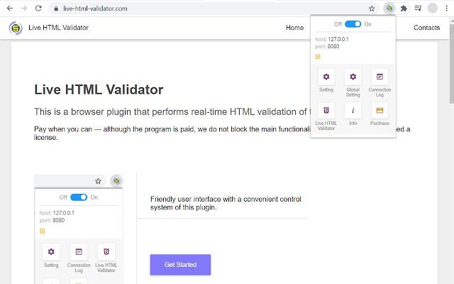 Live HTML Validator  from Chrome web store to be run with OffiDocs Chromium online