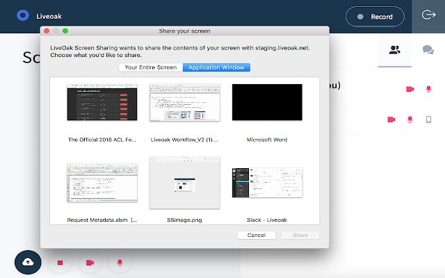 Berbagi Layar LiveOak dari toko web Chrome untuk dijalankan dengan OffiDocs Chromium online