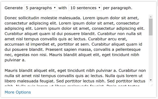 Lorem Ipsum Generator (Default Text)  from Chrome web store to be run with OffiDocs Chromium online