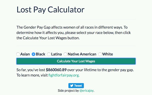 Lost Pay Calculator  from Chrome web store to be run with OffiDocs Chromium online