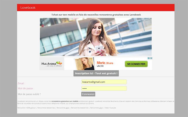 Lovebook Rencontre  from Chrome web store to be run with OffiDocs Chromium online