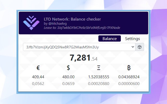 LTO Network Balance Checker aus dem Chrome Web Store zur Ausführung mit OffiDocs Chromium online