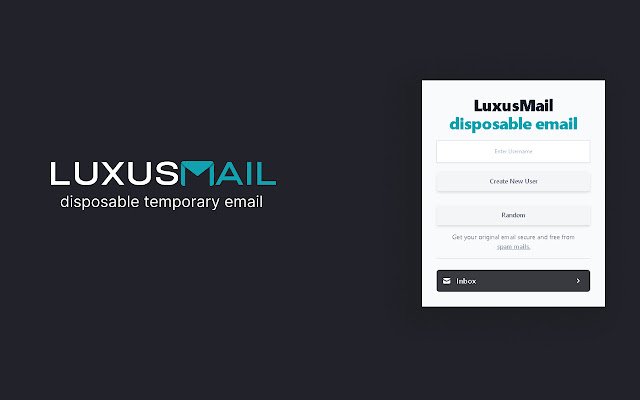 LuxusMail Disposable Temporary Email  from Chrome web store to be run with OffiDocs Chromium online