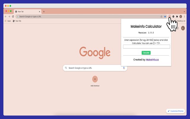 Makeinfo Calculator  from Chrome web store to be run with OffiDocs Chromium online