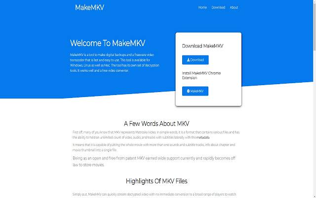 Gawing Opisyal na Site ng MKV para sa MakeMKV Software mula sa Chrome web store na tatakbo sa OffiDocs Chromium online