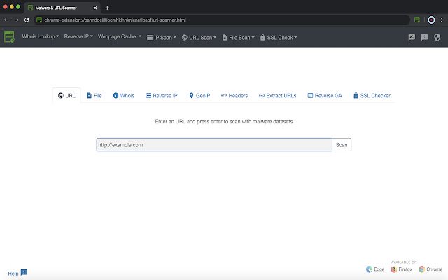 Malware URL Scanner de Chrome web store para ejecutarse con OffiDocs Chromium en línea