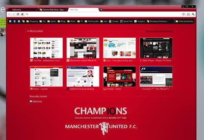 Manchester United 10/11 Champions Theme aus dem Chrome-Webstore, das mit OffiDocs Chromium online ausgeführt werden soll