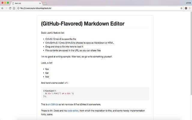 Markdown In Browser  from Chrome web store to be run with OffiDocs Chromium online