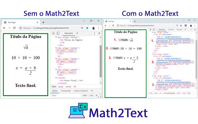 Math2Text  from Chrome web store to be run with OffiDocs Chromium online