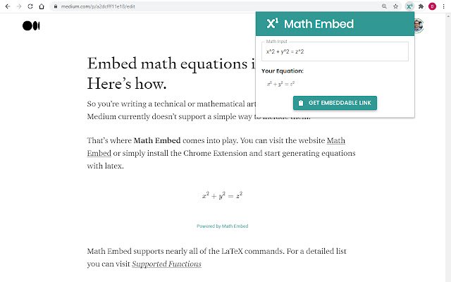 Math Embed: ຈາກ LaTeX ໄປຫາ embeddable link ຈາກ Chrome web store ເພື່ອດໍາເນີນການກັບ OffiDocs Chromium ອອນໄລນ໌.