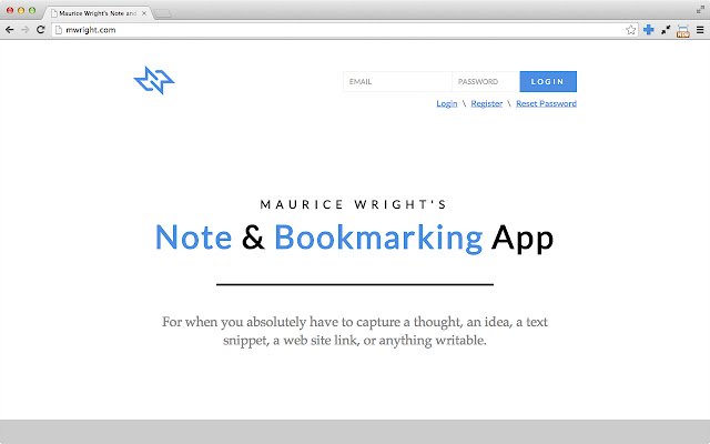 Maurice Wright Note and Bookmarking App  from Chrome web store to be run with OffiDocs Chromium online