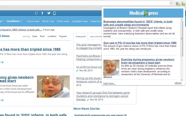 Medical Xpress medical and health news  from Chrome web store to be run with OffiDocs Chromium online