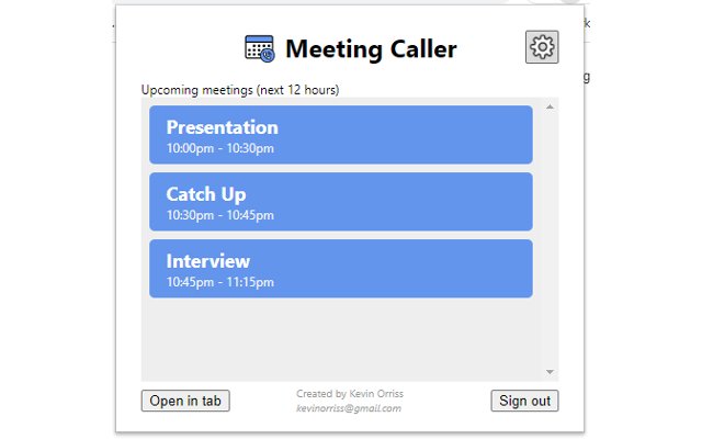 Meeting Caller  from Chrome web store to be run with OffiDocs Chromium online