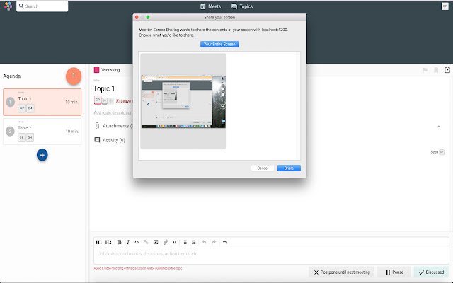 Meetter Screen Sharing  from Chrome web store to be run with OffiDocs Chromium online