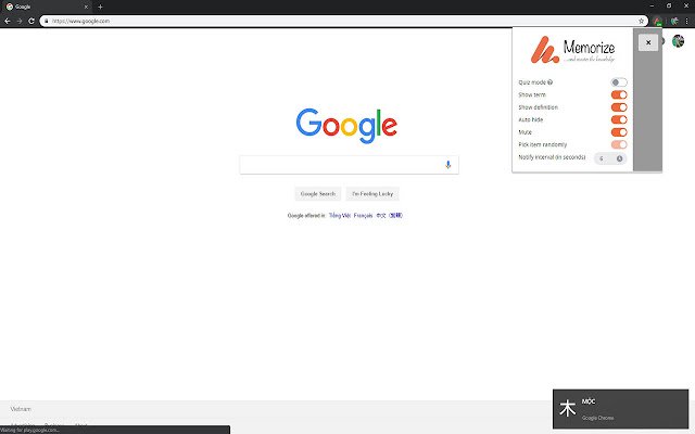 Memorize  from Chrome web store to be run with OffiDocs Chromium online