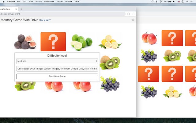 Memory Game With Drive  from Chrome web store to be run with OffiDocs Chromium online