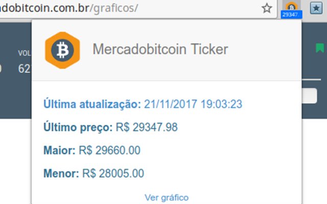 Mercado Bitcoin Ticker  from Chrome web store to be run with OffiDocs Chromium online